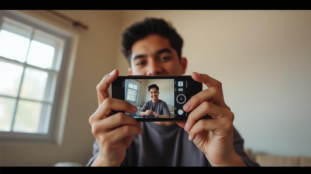 Persona grabando video con smartphone en su día a día