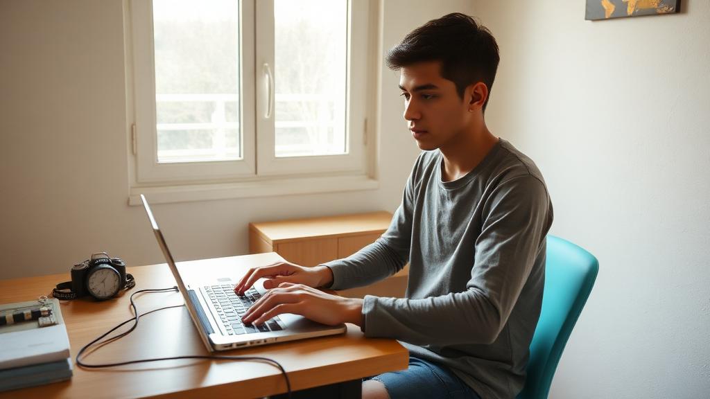 Persona aprendiendo en su laptop desde casa